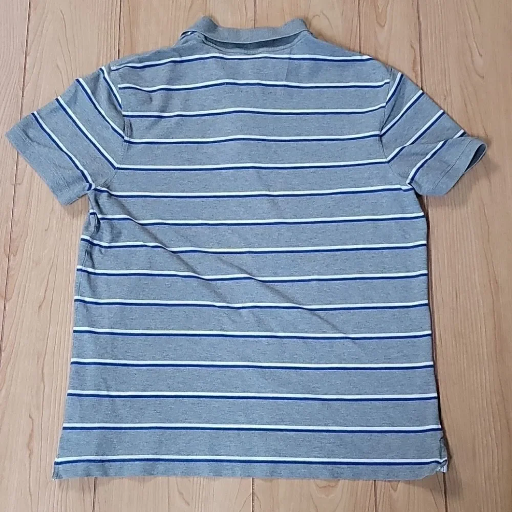 BANANA REPUBLIC GRAY STRIPED COTTON POLO SHIRT